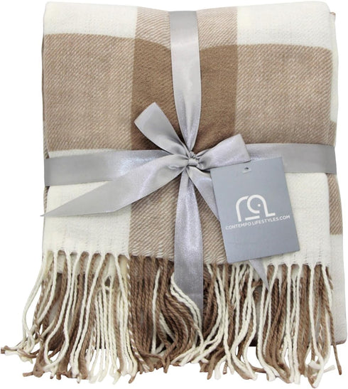 Buffalo Plaid Throw Blanket - Decorative Lightweight & Ultra-Soft Blanket for Indoor Outdoor Use