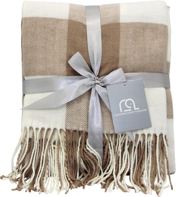 Buffalo Plaid Throw Blanket - Decorative Lightweight & Ultra-Soft Blanket for Indoor Outdoor Use