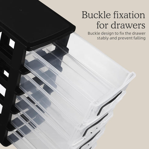 SAFIGLE 5 Drawer Mini Plastic Storage Organizer, Space Saving Bins with Drawers for Crafts, Tools, Stationary