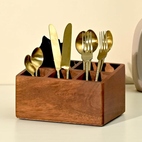 Premium Handcrafted Wooden Spoon Stand for Kitchen, Cutlery Holder for Dining Table, Wooden Caddy Storage Organizer,