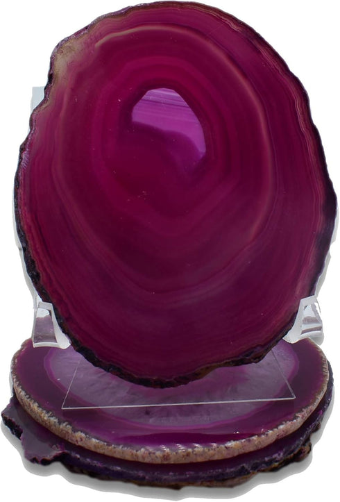 Set 4, 3.5-4" Nature's Decorations Pink Agate Stone Coasters - of Polished Geode Drink Mats for Dining & Coffee Table