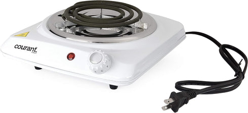 Courant Electric Burner, Single Coiled Portable Hotplate, 1000W, White