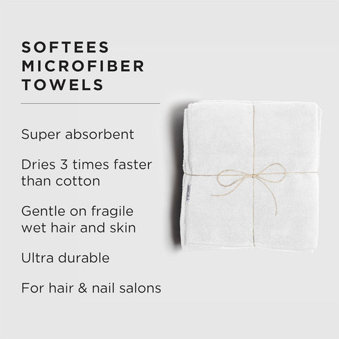 Fromm 15.5" 25.5", 6 count Softees Air Microfiber Lightweight Salon Hair Towels for Hairstylists, Barbers, Spa, Gym