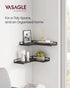 Set 2, ULLS831B22 VASAGLE Corner Shelf Wall Mount of Corner Floating Shelves, Small Corner Wall Shelf for Decor