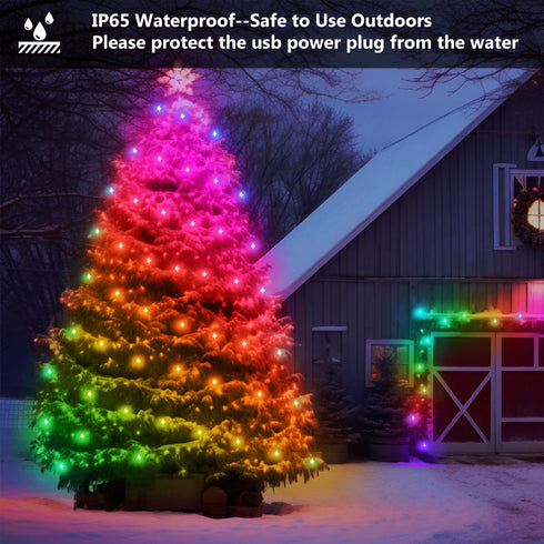 32.8ft,Smart 100 LEDs,130+ Modes,IP65 dalattin Led Lights RGB IIC Fairy Lights Holiday Scene Waterproof&Sync with Music