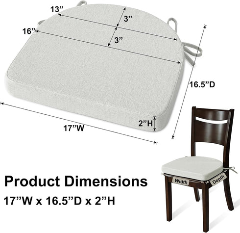 Shinnwa Kitchen Chair Cushions, Non-Slip Dining Chair Cushions with Ties, Machine Washable Cover, Off White