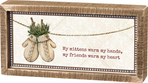 Primitives by Kathy Inset Box Sign - My Heart Warms with My Friends