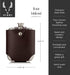 Viski Stainless Steel Flask with Traveling Case, Leather Wrap, 5oz, Brown