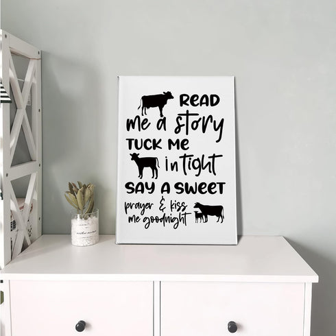 Decor(16x24 Inch) PHAMTE Cow Nursery Decor, Cow Wall Decor- Read Me a Story Tuck Me In Tight, Farm Nursery Decor, Farm