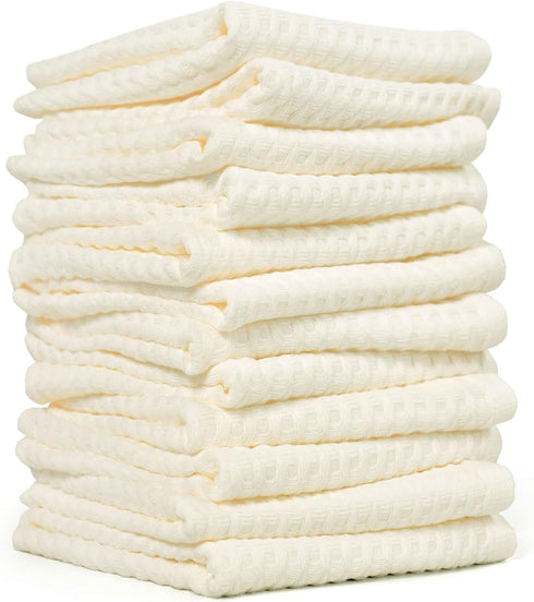 Cleanbear Wash Cloths 12 Pack, Cream Washcloths Set, 100% Cotton Waffle Weave