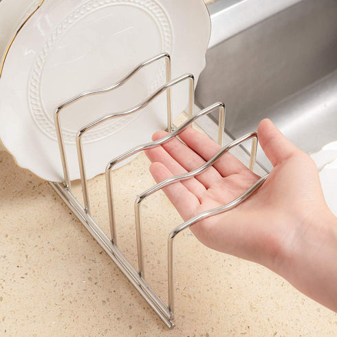 SANNO Pot Lid Organizer, Holder for Pots and Pans, Drawer Plate Organizer for Bakeware and Serving Trays
