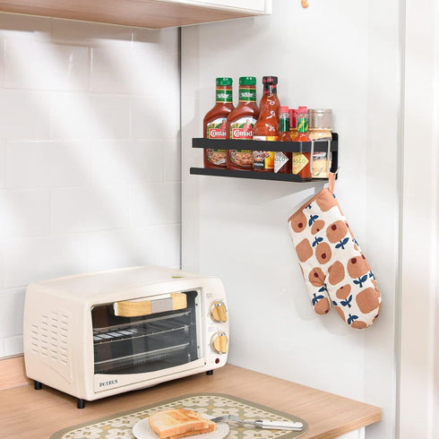 Spice Rack for Rrefrigerator Kitchen Home Organization and Storage Adhesive Rack (2 Pack,Black) by Yoniccal