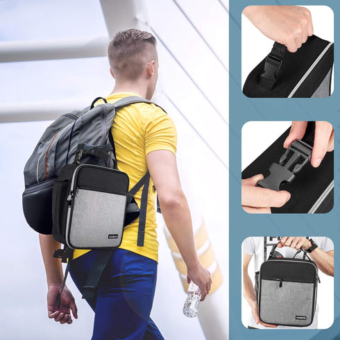 Durable Insulated Lunch Bag - Reusable Tote Bag for Men, Women, Adults, Black Gray