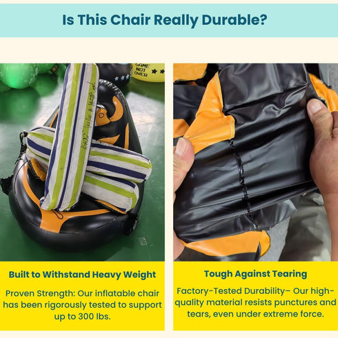 300 lbs, 2 Inflatable Gaming Chair for Kids Supports Up to Includes Air Pump, Cup Holder, Pockets Durable Bean Bag