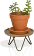 8.75 Red Co. Dia Round Decorative Wooden Pedestal Plant Stand with Metal Pin Legs, Natural Brown