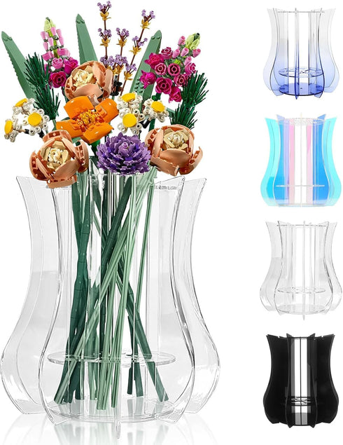 Xykzra Vase for Lego Flowers Bouquet Upgraded, Acrylic Display Holder Compatible with Lego