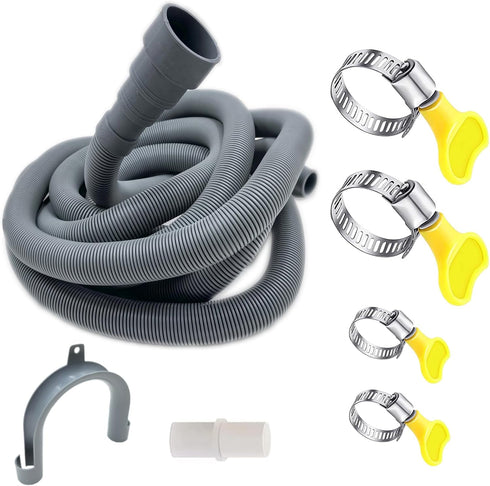 16 Feet Universal Washing Machine Drain Hose, Flexible Dishwasher Drain Hose Extension Kits with Adapter
