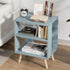 Aenuert Night Stand, Blue Kids Nightstand, Modern End Table with Open Storage,
