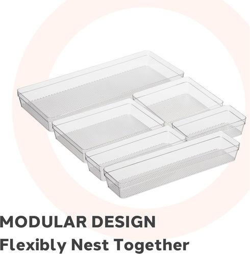 Oggi Clear Drawer Organizer - 3" X 12.5" - Ideal for Organizing Kitchen Drawers, Office, Desk, and Cosmetics