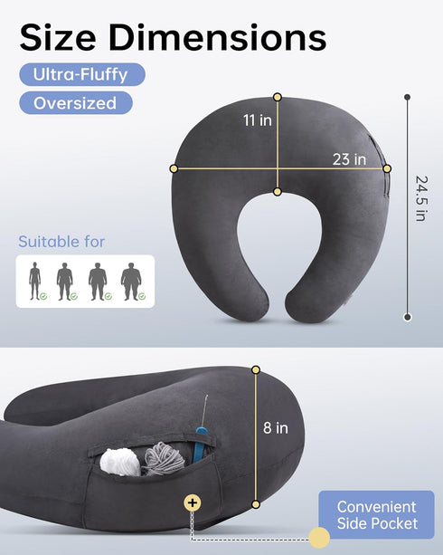 Elbow ENITYA Extra Large Ergonomic Gaming & Reading Pillow with Arm & Support U-Shaped Lap Pillow for Adults & Kids