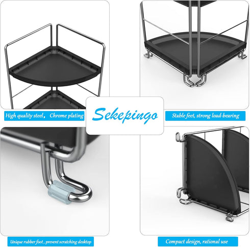 3-Tier Countertop Counter-Kitchen Corner Bathroom Sink Organizer Storage Shelf Stackable Organizer for Cosmetics