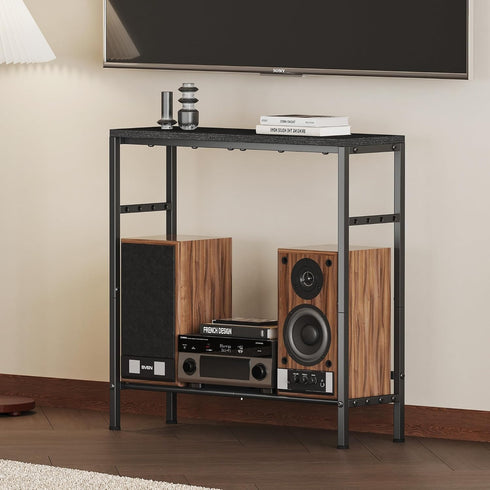 31.5" 2-Tier Homeiju Entryway Table Width, Console Table with Adjustable Shelves, Industrial Sofa Table with Storage