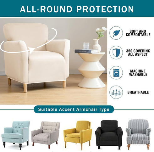 NILUOH Chair Covers Armchair Stretch Chair Slipcovers with Arms Solid Accent Chair Covers for Living Room Soft Nonslip