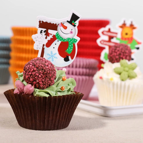200pcs Standard Rainbow Cupcake Liners for Baking, Food-Grade Greaseproof Parchment Muffin Liners for Christmas