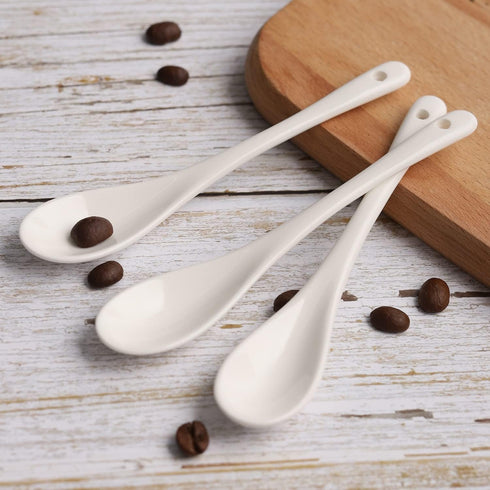 Porcelain Egg Spoons Set of 8, Ceramic Teaspoons for Tea Coffee Desserts Salt Sugar Spoon