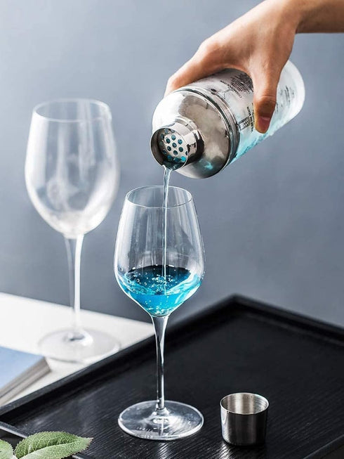 Cocktail Shaker, 12oz Glass Martini Shaker with Measured Mixing Stainless Steel Top Cobbler