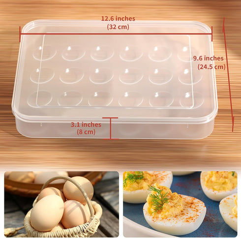 Newness Deviled Egg Containers with Lid, Set of 2 Plastic Egg Platter for 48 Devil Eggs, Clear Storage Carrier