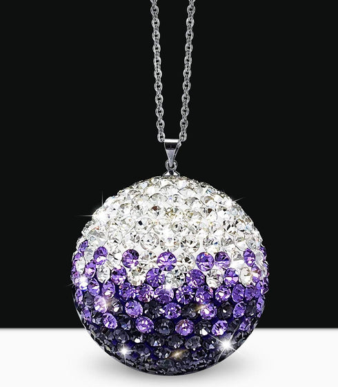 Rear View Mirror Bling Crystal Ball Charms, Purple Car Accessories for Women