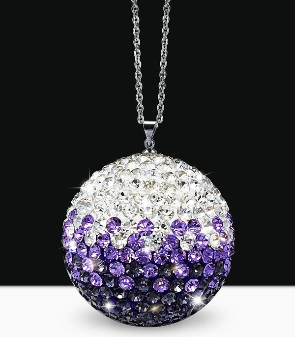 Rear View Mirror Bling Crystal Ball Charms, Purple Car Accessories for Women