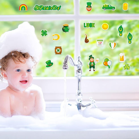 St Patrick's Day Thick Gel Cling Window Gel Clings Decals for Kids, Home Classroom Party Supplies Decorations