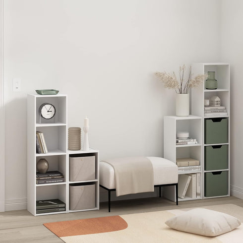 Furinno Luder Bookcase - 2-Tier Cube Storage, White