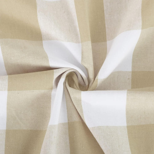Buffalo Check Curtains, 54 inches Long, Beige and White Gingham Plaid, 2 Panels for Kitchen or Living Room