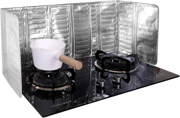2 Pieces Splatter Guards for Frying, Nonstick Aluminum Oil Shield Guard for Kitchen Cooking