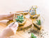 3 Pack Mkono Artificial Succulent in Mini Glass Geometric Terrarium, Miniature Potted Faux Plant Bookshelf Desk Boho