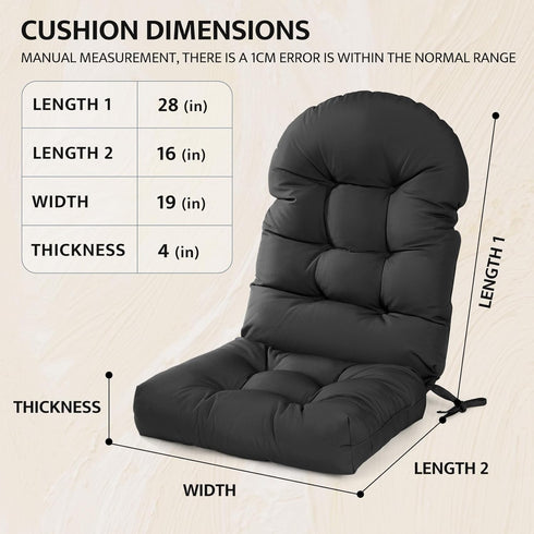 mudilun Outdoor Adirondack Chair Cushion High Weather Resistant Tufted Waterproof Lounge Cushion Anti-Slip Thickened