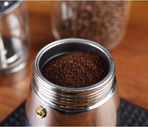 4/6/ 9 360ml/12.7oz/9 cup=40ml) Geesta Premium Crystal Glass-Top Stovetop Espresso Moka Pot - Cups Stainless Steel