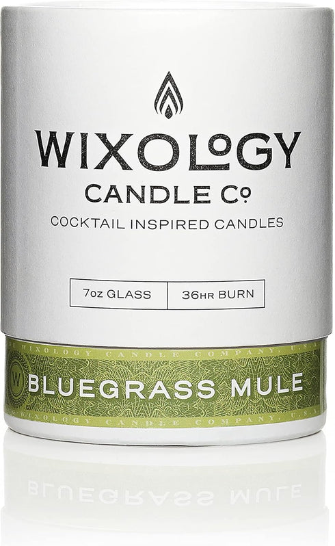 Wixology Cocktail Inspired Bluegrass Mule Soy Candle - Ginger and Lime Scented Candle in Reusable Rocks Glass
