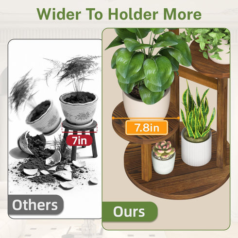3 iDavosic.ly Tier Plant Stand Indoor, Tiered Corner Wood Multiple Flower Holder Shelf, Tall Orchid Display Rack