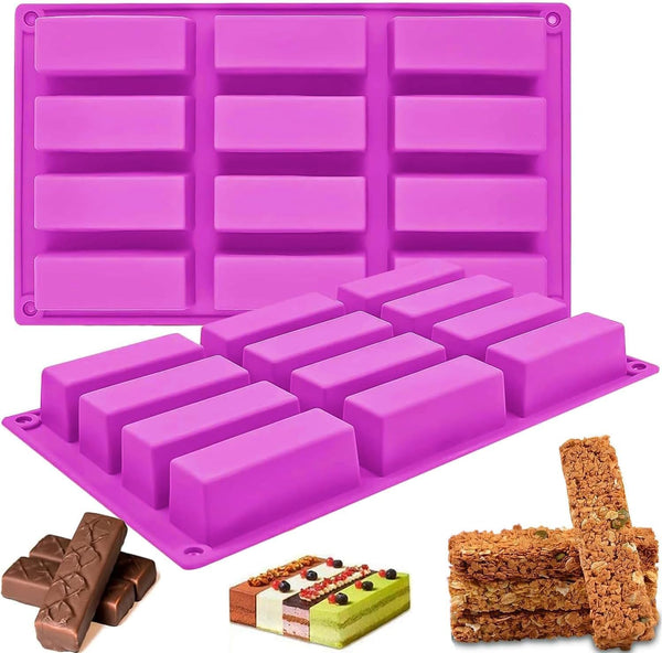 YJWYDM Silicone Granola Bar Molds, Rectangle, for Energy Bars, Cereal, Protein, Brownie, Cheesecake