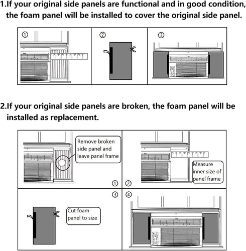 LBG Products Window Air Conditioner Foam Insulation Panels, AC Side Insulating Panel Kit, 2 Pack, 17in High x 9in Wide