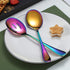 Kyraton Rainbow Serving Set, 4 Piece Titanium Plated Utensils, Includes 2 Spoons and 2 Slotted Spoons