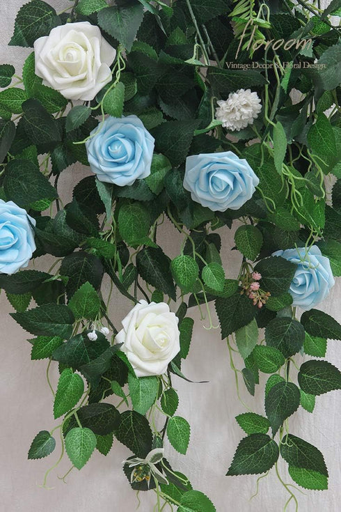 Floroom 25pcs Real Looking Ivory Foam Fake Roses with Stems for DIY Wedding Bouquets, Party Decorations
