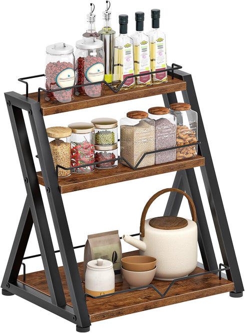 3-Tier Countertop BF10TL01 HOOBRO Kitchen Spice Rack, Kitchen Shelf, Desk Shelf Organizer, Dresser Top Storage Rack