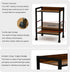 2-Tier Rolling Utility Cart Night Stand Organizer with Brown Wood Shelves and Black Metal Frame, End Side Table Storage