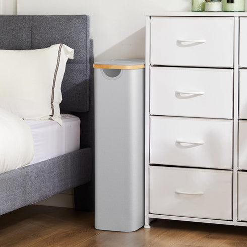 Fiona's magic Slim Laundry Hamper with Lid - 63L Narrow Laundry Basket with Removable Bag, Grey Collapsible