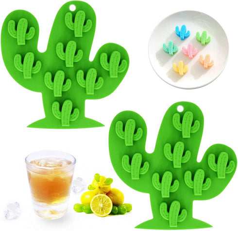 Fewo 2Pcs Mini Cactus Ice Cube Tray - Cacti Silicone Molds Set for Chocolate, Candy, Cake, Baking